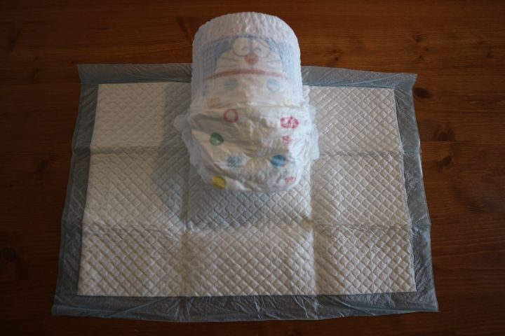 NICOPET SELECT ペットシーツ 中厚 レギュラー 約45×35cm 吸収シートのサイズ　おむつを置いた様子
